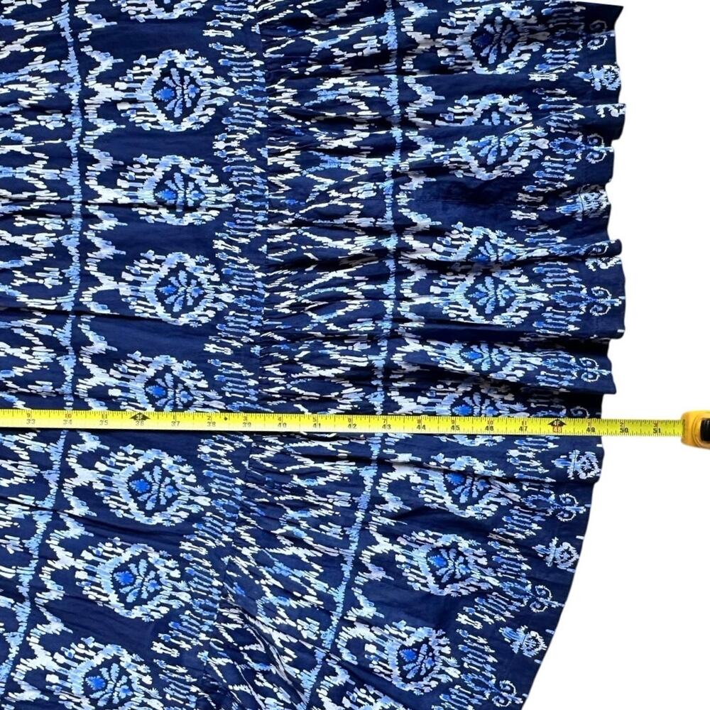 Tommy Bahama Cotton Blue Ikat Tassel Tie Sleeveless Dress Boho Coastal Ruffle S - Picture 5 of 9